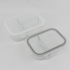 2 Divided Glass Food Storage Containers Set with Lids Reusable