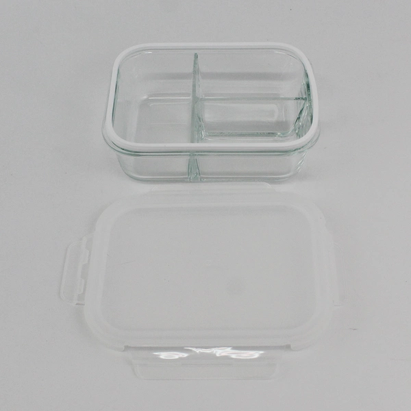 2 Divided Glass Food Storage Containers Set with Lids Reusable