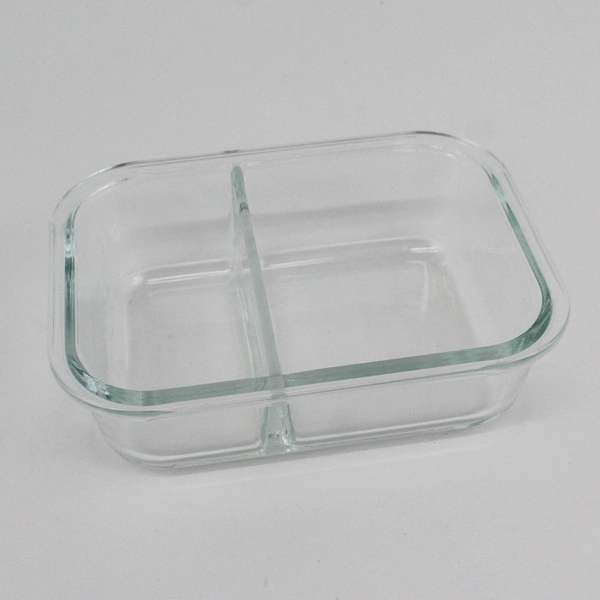 2 Divided Glass Food Storage Containers Set with Lids Reusable