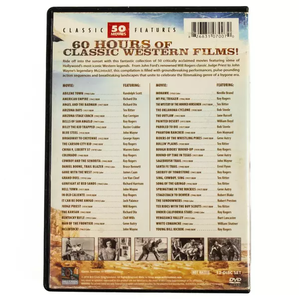 Classic Features 50-Movie Western Classics DVD Box Set 60hrs John Wayne