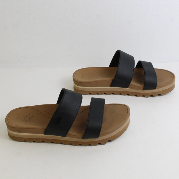 Reef Cushion Black Vista Hi Platform Slide Sandal Shoes Women's Size 9