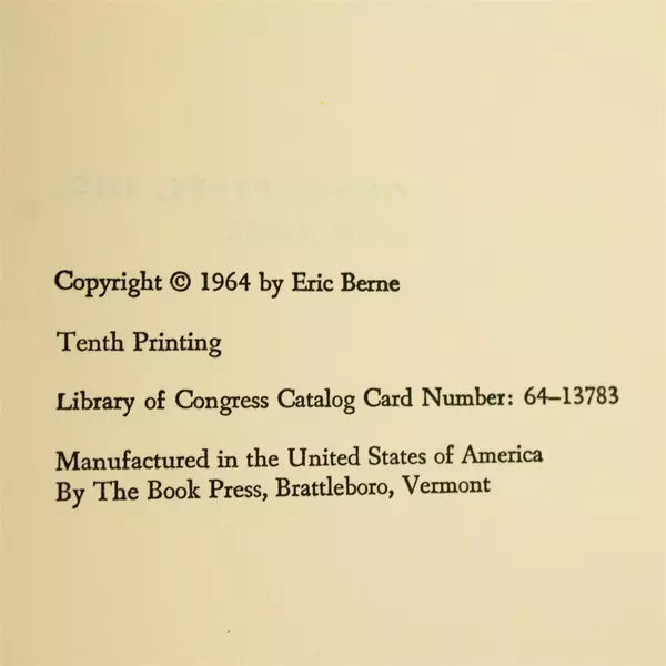 Games People Play Psychology of Human Relationships Eric Berne 1964 Hardcover