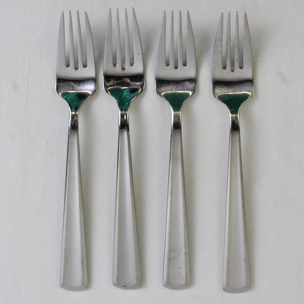 4 Gourmet Settings Chute River Pattern 18/10 SS Dinner Forks 8.5" Rare HTF