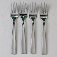 4 Gourmet Settings Chute River Pattern 18/10 SS Dinner Forks 8.5" Rare HTF