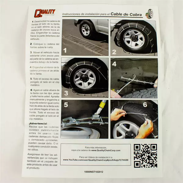 Cobra JR Cable Tire Chains PN1675 Heavy Duty Light Truck SUV RV Van -Open Box