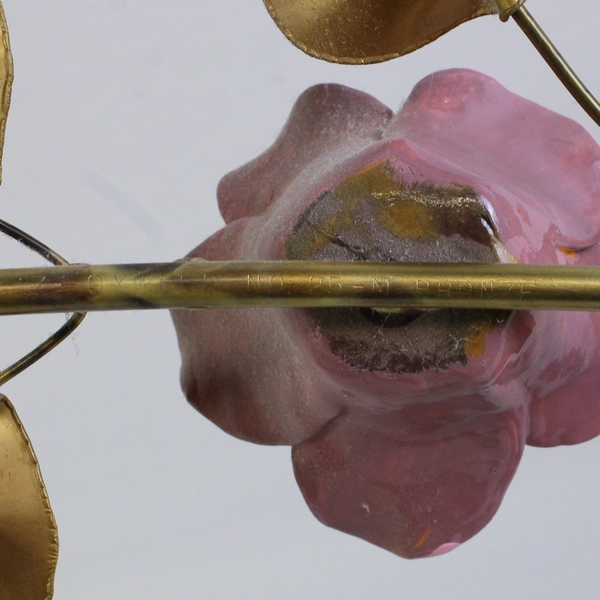 Vintage Wall Art Branch Pink Flowers Metal Leaves Unique