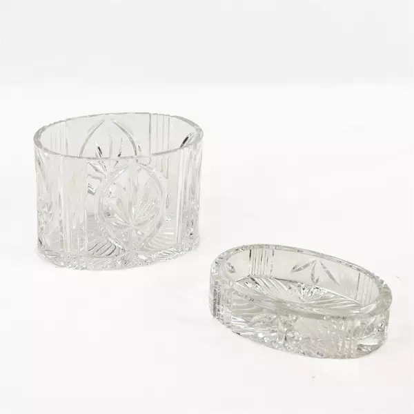 Waterford Lismore Crystal Lidded Oval Trinket Box 3.25x5x5