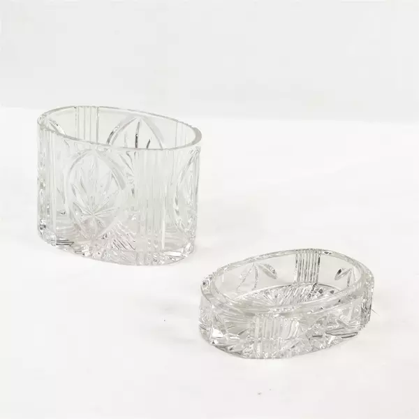 Waterford Lismore Crystal Lidded Oval Trinket Box 3.25x5x5