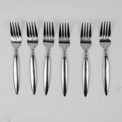 Lot of 6 Farberware Diner Pattern Salad Forks 7" Stainless Good Hard To Find