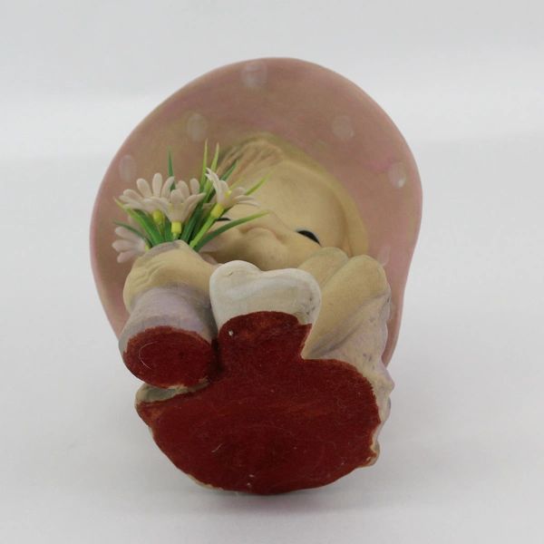 Vintage UCTCI Japan Big Pink Hat Girl Figurine with Flower Pot