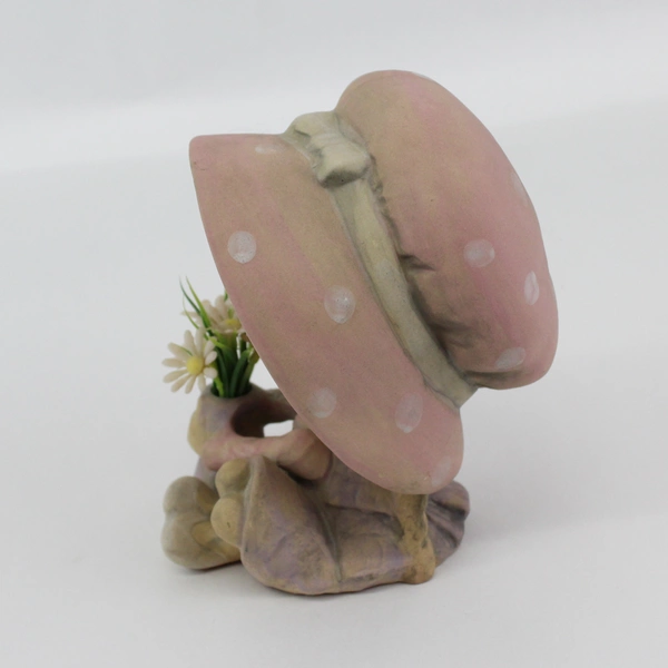 Vintage UCTCI Japan Big Pink Hat Girl Figurine with Flower Pot