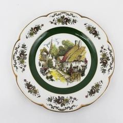 Ascot by Wood & Sons Service Plate Village Scene Center Gold Trim