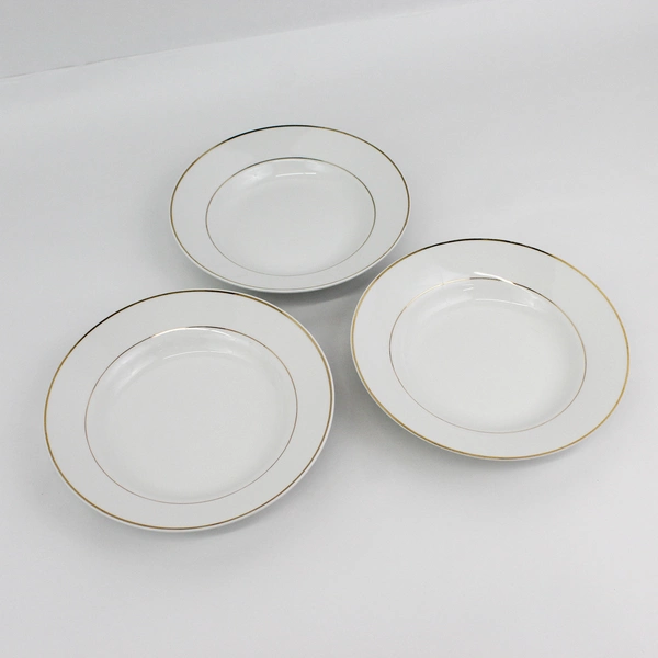 3 Gibson Anniversary Soup/Cereal Bowls. White W/Gold Trim China