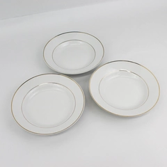 3 Gibson Anniversary Soup/Cereal Bowls. White W/Gold Trim China