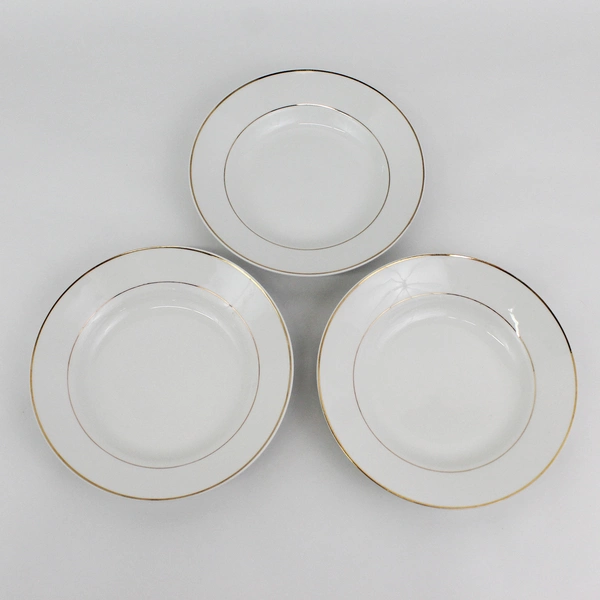 3 Gibson Anniversary Soup/Cereal Bowls. White W/Gold Trim China