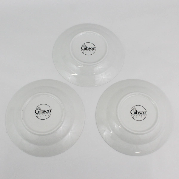 3 Gibson Anniversary Soup/Cereal Bowls. White W/Gold Trim China