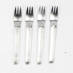 Lot of 4 IKEA Poem Pattern Stainless Steel Salad Forks 7" Good