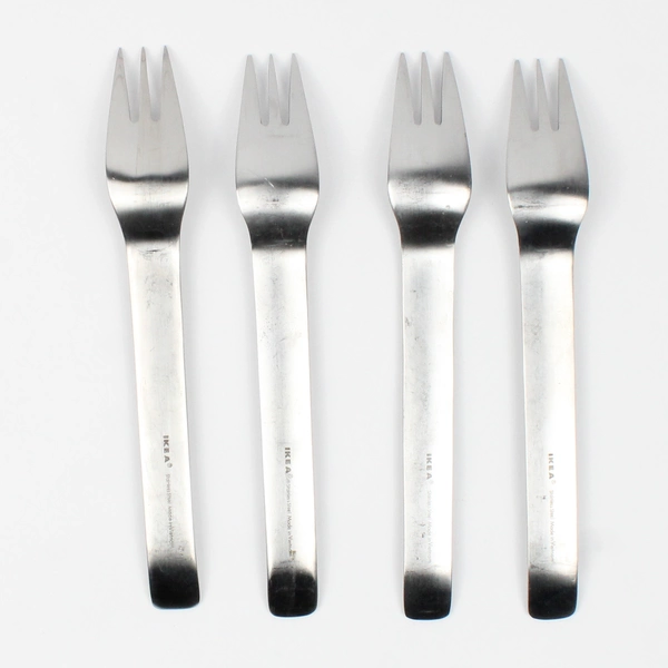 Lot of 4 IKEA Poem Pattern Stainless Steel Salad Forks 7" Good