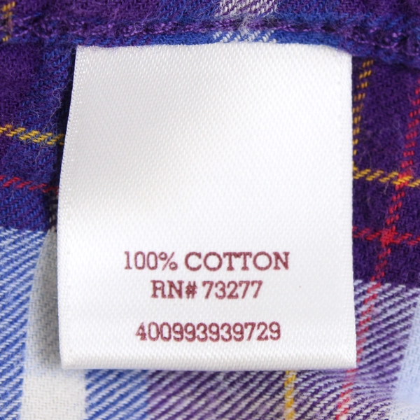 Flannel Plaid Button Down Shirt Womens Medium Purple Red White 