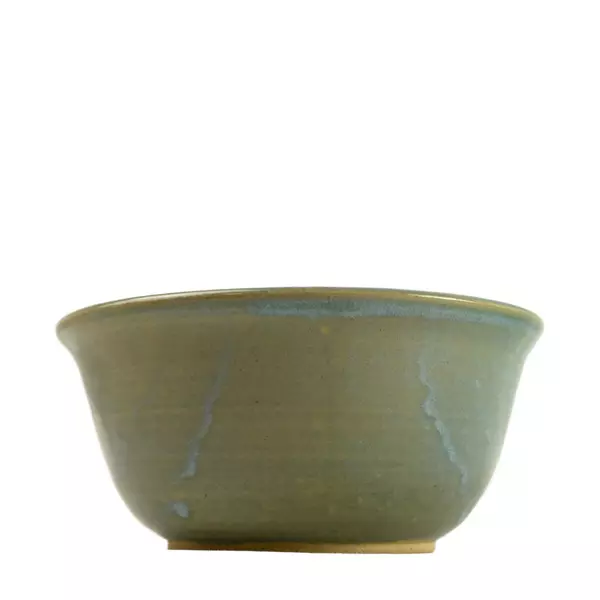 Blue Ceramic Bowl Signed KM 8" Handcrafted Serving Display