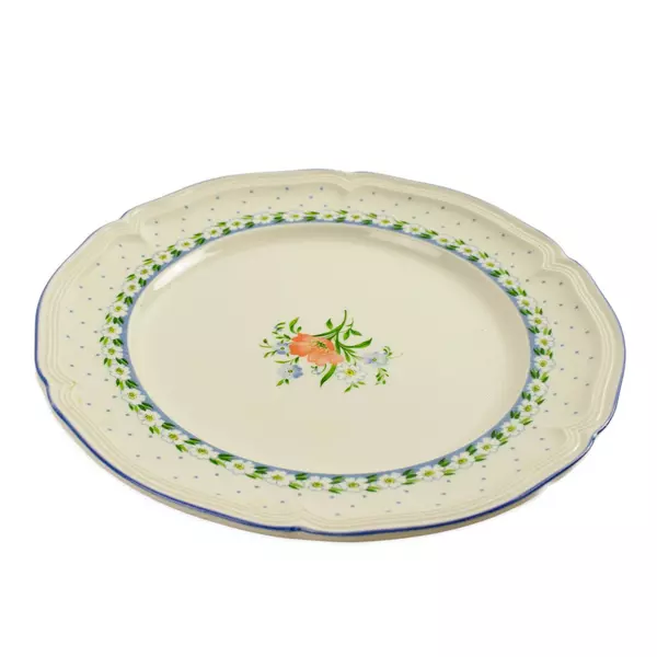Villeroy & Boch Romantica 8.5in Floral Bouquet Plate Blue Border Scalloped