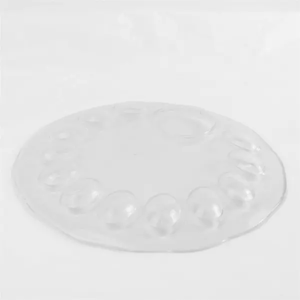 Clear Glass Deviled Egg Tray 12in Embossed Floral Butterfly Server