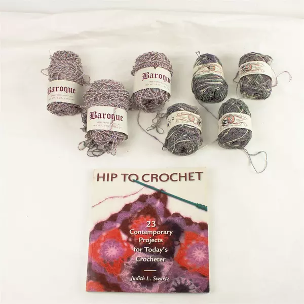 Lot of 7 Skeins Yarn 4 Cameo 075 & 3 Baroque 8803 with Book