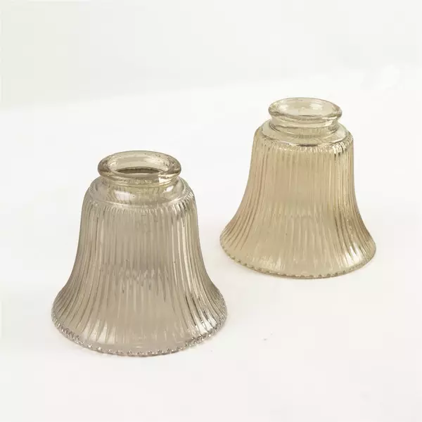 Set of 2 Ribbed Clear Glass Ceiling Fan Replacement Shades