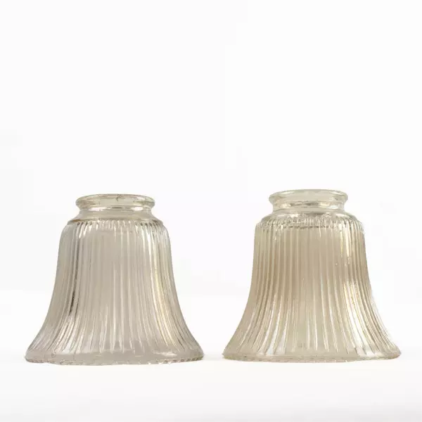 Set of 2 Ribbed Clear Glass Ceiling Fan Replacement Shades
