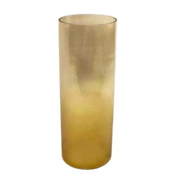 Hand-Blown Amber Gold Glass Vase Vintage Tapered 12.25 in Tall