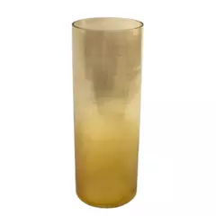 Hand-Blown Amber Gold Glass Vase Vintage Tapered 12.25 in Tall