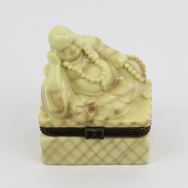 Vintage Small Porcelain Buddha Trinket Box