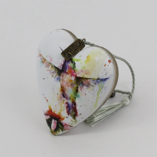  Demdaco Art Hearts Hummingbird Heart Sculpture With Key Easel Dean Crouser