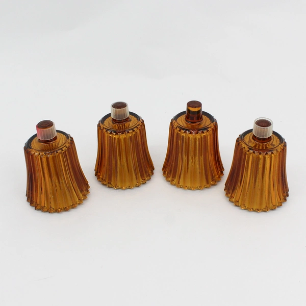 4 Vintage Amber Ribbed Sconce Peg Votive Cup Candle Holders