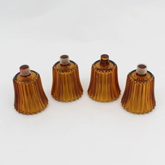 4 Vintage Amber Ribbed Sconce Peg Votive Cup Candle Holders