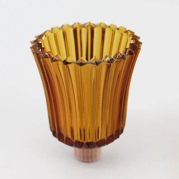 4 Vintage Amber Ribbed Sconce Peg Votive Cup Candle Holders