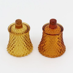 2 Vintage Amber Sconce Peg Votive Cup Candle Holders Hobnail and Diamond