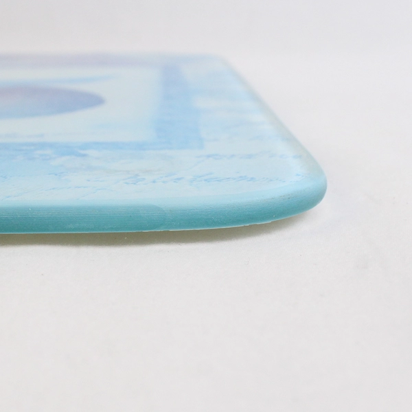 Unbranded Solid Blue Color Fruit Print Glass Cutting Board W/ Feet 18.25"x12.25"