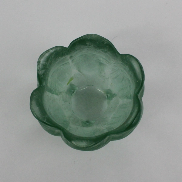 Recycled Glass 3 Footed Green Tulip Shape Candle Holder 4"