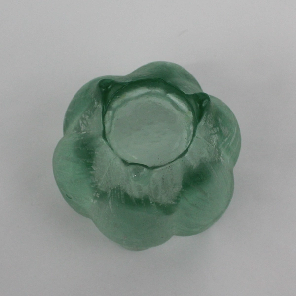 Recycled Glass 3 Footed Green Tulip Shape Candle Holder 4"