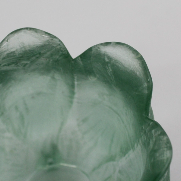 Recycled Glass 3 Footed Green Tulip Shape Candle Holder 4"