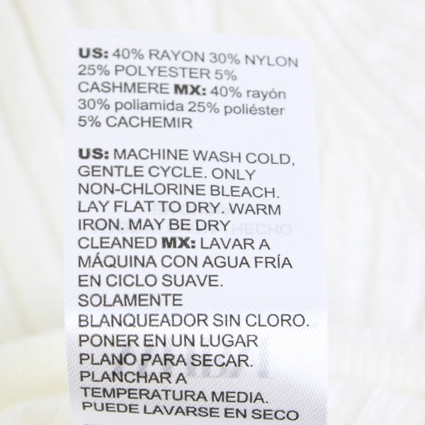 WHBM Women's M White Cashmere Blend Ribbed Knit Sweater 