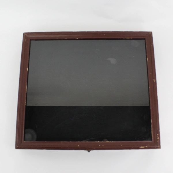 Brown Wood Display Case 14 x 16 x 2" with Glass Top 