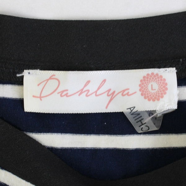 Dahlya Navy Blue and White Striped 3/4-Sleeve Women's Size Large
