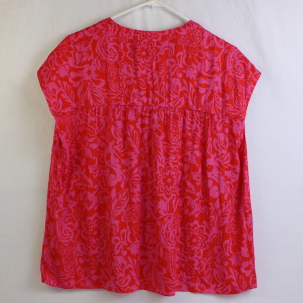 Rachel Roy Orange and Pink Floral Sleeveless Blouse Women's Size Large