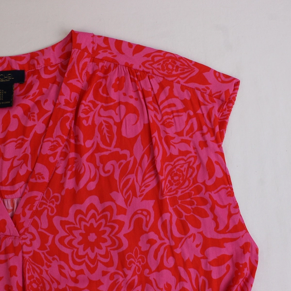 Rachel Roy Orange and Pink Floral Sleeveless Blouse Women's Size Large