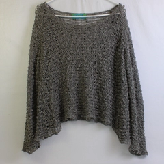 Hands to Hearts Gray Open Knit Long-Sleeve Top Women's Size Medium