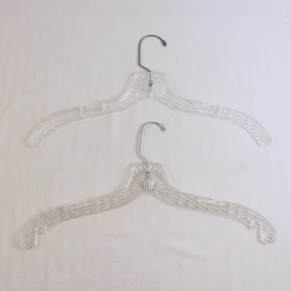 Lot of 10 Clear Plastic Retail Hangers Wire Hook Double Notched Non Slip