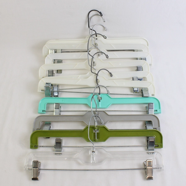 Lot of 10 Pants Skirt Hangers Clothes Hanger Organizer Multicolored Metal Clips 