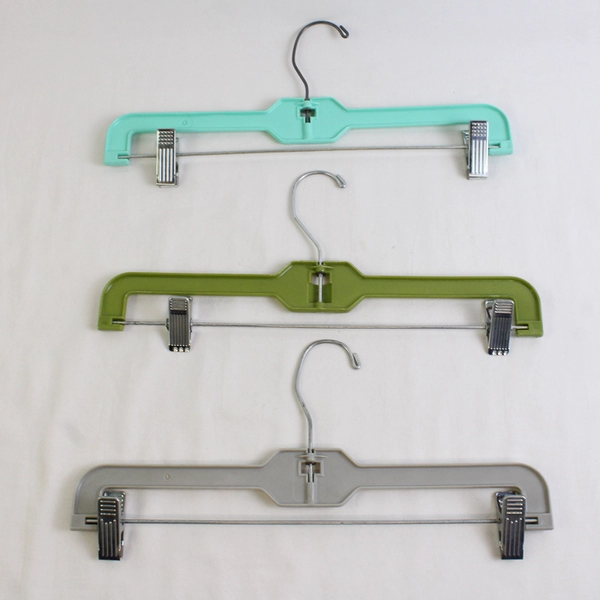 Lot of 10 Pants Skirt Hangers Clothes Hanger Organizer Multicolored Metal Clips 